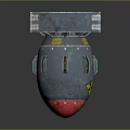 Detailed 3D Model of Bomb Weapon with Red Sphere Yellow Radioactive Symbol and Metal Frame