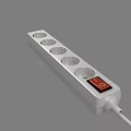 White Power Strip With Multiple Sockets Red Switch And Brown Plugs 3d model