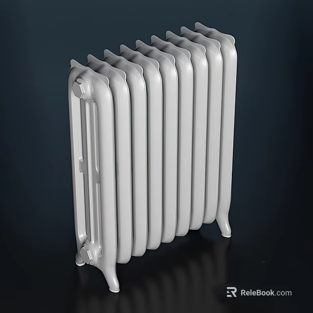 Modern White Column Radiator With Smooth Surface And Multiple Columns For Home Heating System 3d model 
