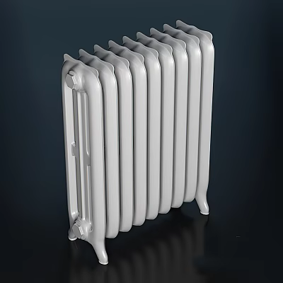 Modern White Column Radiator With Smooth Surface And Multiple Columns For Home Heating System 3d model