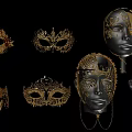 Elegant Gold And Black Ornate Mask Jewelry Accessories With Filigree Design