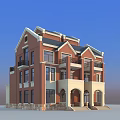 Semi detached Villa Exterior With Red Brick Walls Multiple Windows And Arched Porch