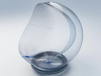 Elegant Modern Transparent Single Chair With Mesh Structure And Round Base 3d model