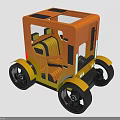 Orange And Yellow Cube Shaped Creative Furniture With Wheels And Interior Design
