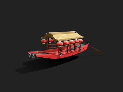 Chinese Old Wooden Boat 3d model