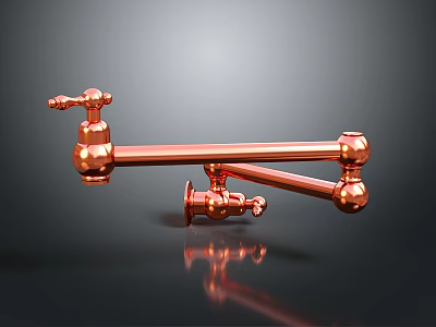 Copper Modern Faucet With Double Handle And Long Spout For Household Use 3d model