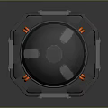 Futuristic Sci Fi Black Cylinder Device With Orange Handles And Transparent Structure