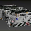 White Utility Vehicle With Green Roof Yellow Stripes Blue Headlights GPX Logo And Towing Hook