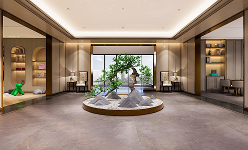 New Chinese Foyer Club Lobby 3d model