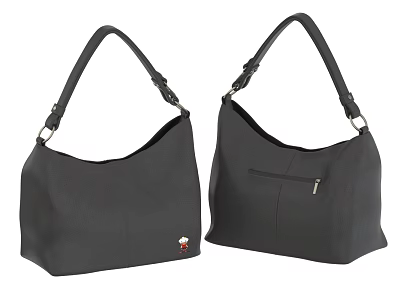 Two Black Handbags With Shoulder Straps Zipper Pocket And Small Logo 3d model