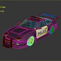 Modern Black Police Car With Flashing Lights Rear Spoiler And POLICE Logo Design
