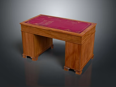 Traditional Wooden Writing Desk With Red Carved Top And Classic Sturdy Legs Design 3d model