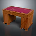 Traditional Wooden Writing Desk With Red Carved Top And Classic Sturdy Legs Design