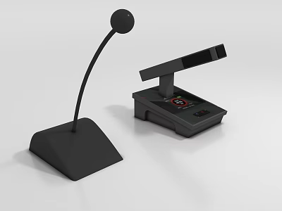 Black Headphone Speaker System With Wireless Microphone And Control Panel Display Screen 3d model
