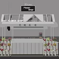 Vibrant Flower Shop Bar Counter With Colorful Blooms And Decorative Flower Buckets