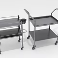 Durable Metal Utility Service Carts With Wheels Two Tier Shelves And Tray Holder