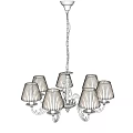Elegant Multi Arm Chandelier With Striped Lampshades For Interior Decoration