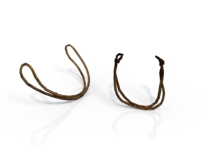 Two Brown Rope Household Hooks Practical for Hanging and Securing Items 3d model
