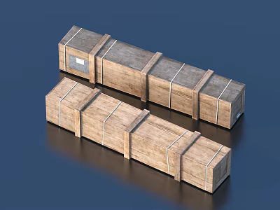 Sturdy Wooden Storage Crates With Straps For Household Items Packaging And Organization 3d model
