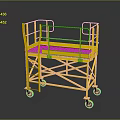 Industrial Yellow Mobile Work Platform Cart With Metal Frame Guardrails And Wheels