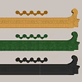 Ancient Architecture Decorative Elements With Golden Green Gray Carved Cornices And Ornaments
