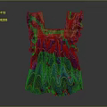 Vibrant Women's Dress with Square Neckline Ruffled Sleeves and Colorful Wave Pattern