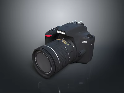 Nikon D3500 Digital SLR Camera With Zoom Lens Black Body Design 3d model