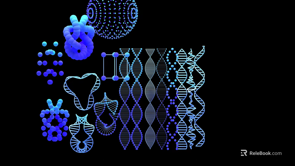 Modern Medical Devices With DNA Double Helix Protein Structures And Molecular Graphics 3d model