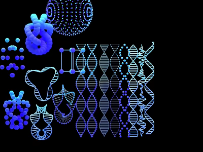 Modern Medical Devices With DNA Double Helix Protein Structures And Molecular Graphics 3d model