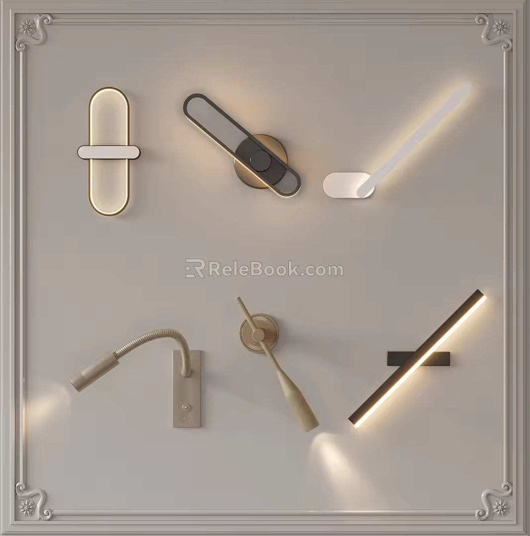 Wall lamp bedside lamp reading lamp combination 3d model