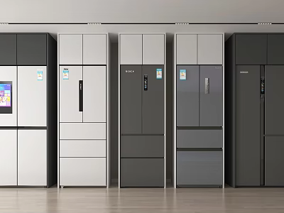 Multiple Modern Household Refrigerators With Various Styles And Different Colors 3d model