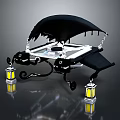 Unique Gothic Decorative Furniture With Black Canopy Dragon Shaped Legs And Hanging Lanterns