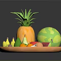 Colorful Assorted Fresh Fruits Platter With Pineapple Watermelon Banana Avocado And Pear