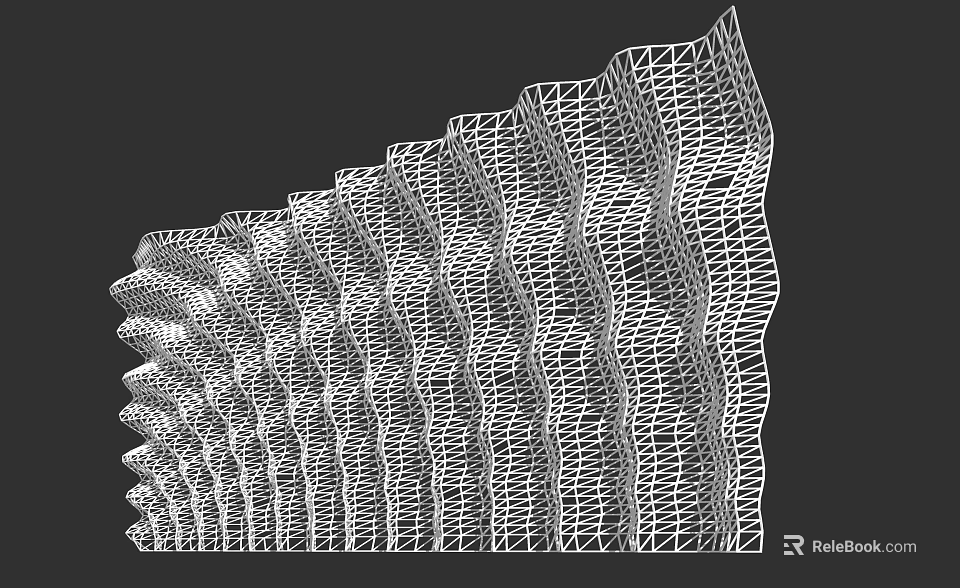 Modern Decorative Feature Wall with Woven Intricate Wave Pattern Geometric Structure 3d model 