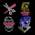 Barber Shop Outdoor Neon Lights With Scissors Comb And Male Head Designs