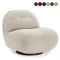 Light Beige Fabric Single Seater Sofa With Rounded Comfortable Design And Black Legs 3d model