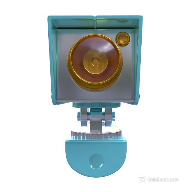 Industrial Equipment With Blue Body Golden Circular Component And Gears 3d model 