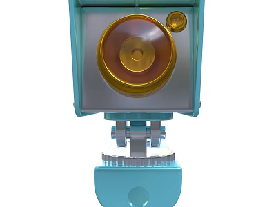 Industrial Equipment With Blue Body Golden Circular Component And Gears 3d model