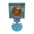 Industrial Equipment With Blue Body Golden Circular Component And Gears