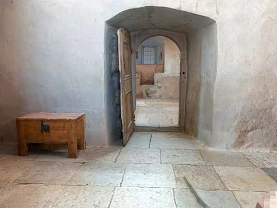 Scenic Landscape Featuring Ancient Stone Archway Stone Floor And Wooden Chest View 3d model