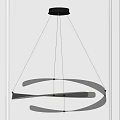 Modern Curved Chandelier With Sleek Metal Frame And Hanging Structure For Contemporary Interior