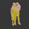 Two People Elderly And Younger Sharing Affectionate Hug And Kiss 3d model