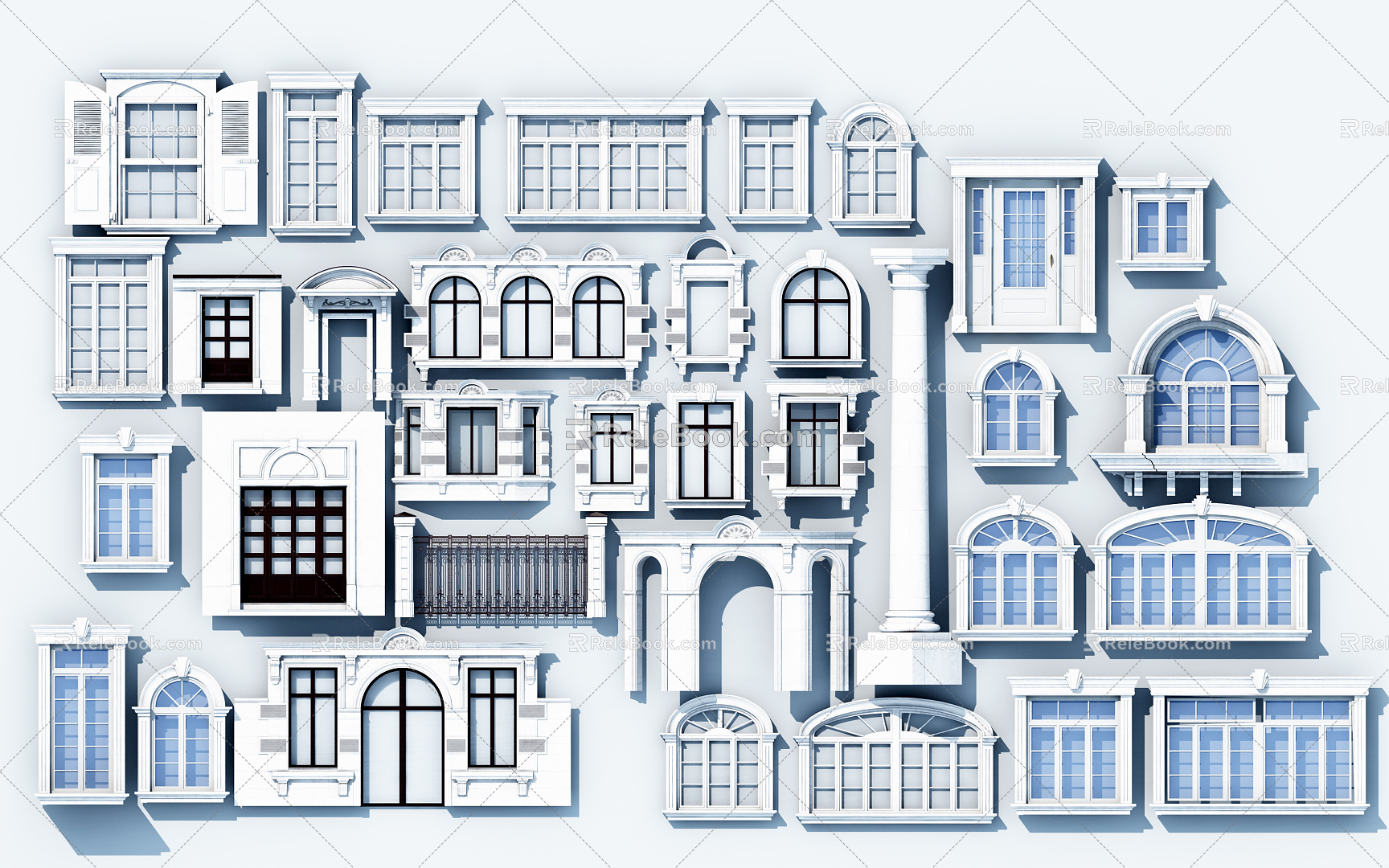 European-style windows 3d model