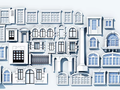 European-style windows 3d model
