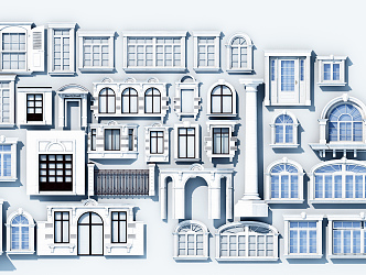 European-style windows 3d model