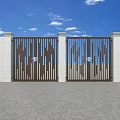 Building Exterior Wall With White Surface Metal Gate And Decorative Fence Design Under Sky