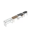 Modern Desks With Black Metal Frames Clear Glass Tops And Natural Wooden Tabletops