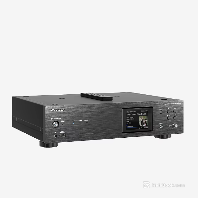 Sleek Black Pioneer Headphone Audio System With Digital Display And Music Playback Controls 3d model 