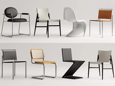Modern Dining Chairs With Various Designs Different Styles And Sleek Material Finishes 3d model