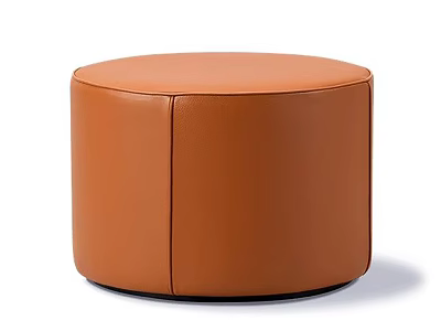 Orange Leather Round Soft Padded Modern Stool With Contemporary Design For Home Interior 3d model